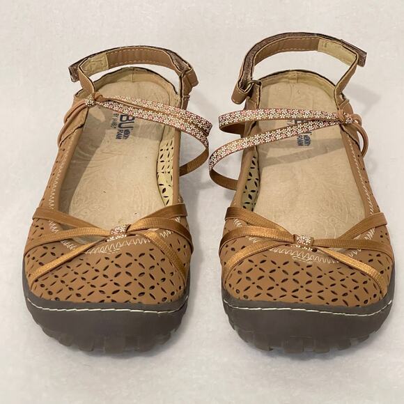 JBU Memory Foam Sandals Womens 11 M Brown Cushioned Comfort Arch Support - Picture 5 of 10